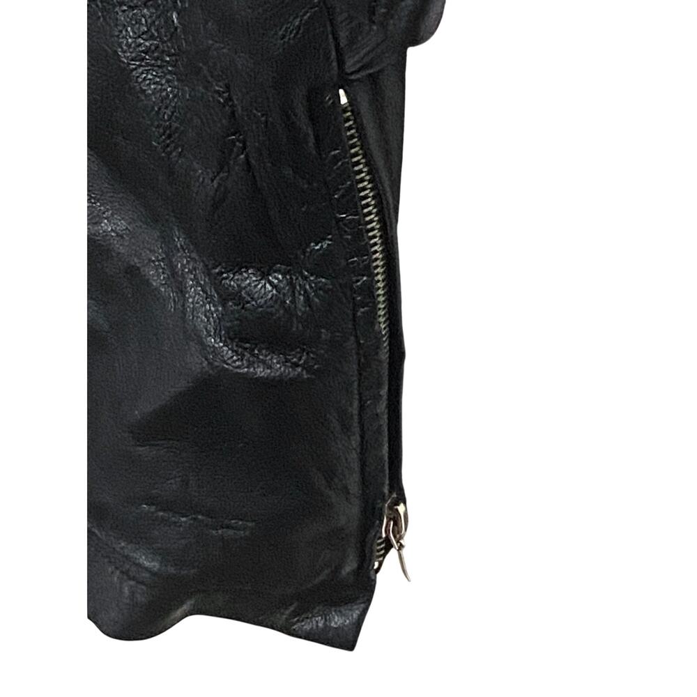 CAG Comint Vtg Leather Trench Coat Jacket Womens M Full Zip Black Cyberpunk Goth - Picture 5 of 11